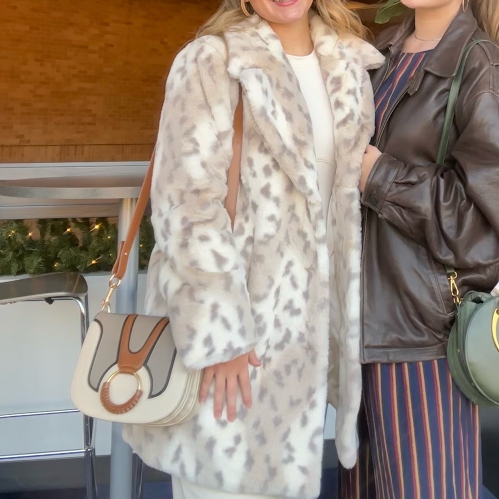 Dennis Basso 30th Anniversary Lynx print faux fur coat